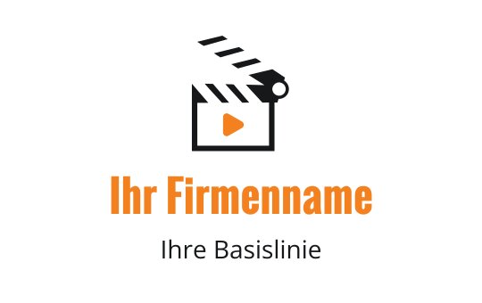 Kreatives Logo-Design mit einem Filmklappe und einem orangen Play-Button