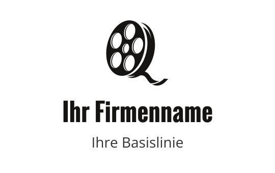 Filmrollen-Logo-Design mit einem stilisierten schwarzen Buchstaben Q