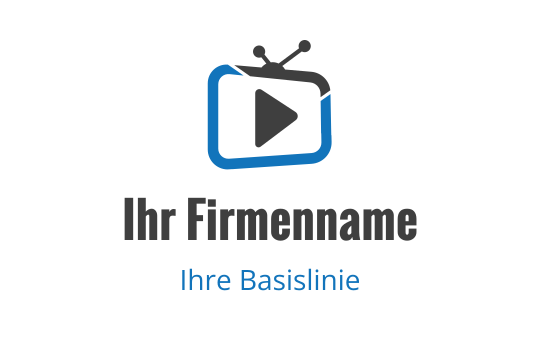 Modernes Logo-Design mit einem Play-Button in einem blauen Rechteck