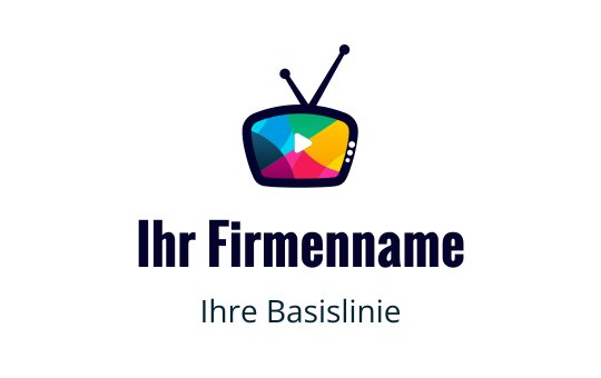 Buntes Fernseher-Logo-Design mit einem Play-Button und Antennen