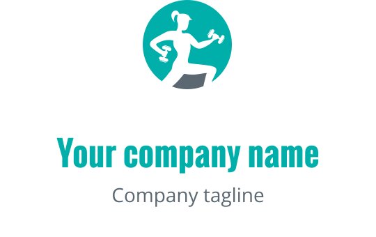 Dynamisches Logo-Design mit der Silhouette eines Läufers mit Gewichten