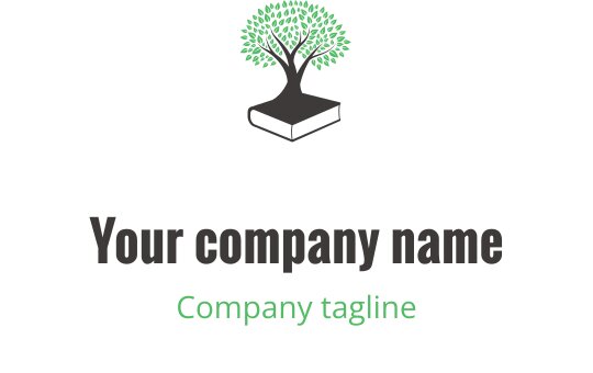 Modernes Logo-Design in Limette und Grau mit abstrakter Buchform