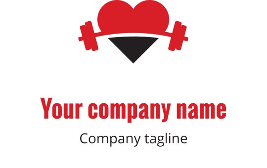 Fett schwarzes und rotes Logo-Design mit einem stilisierten Herz