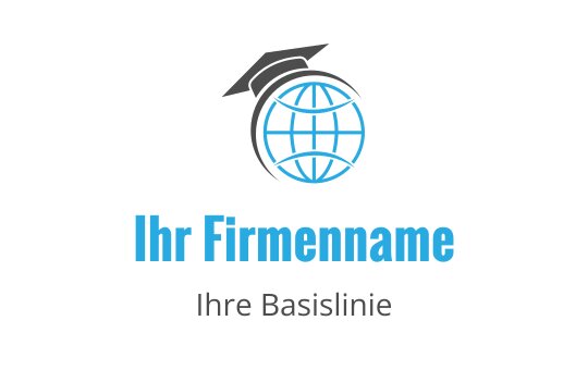 Modernes Globus-Logo-Design mit einem Abschlusskap in Blau und Schwarz