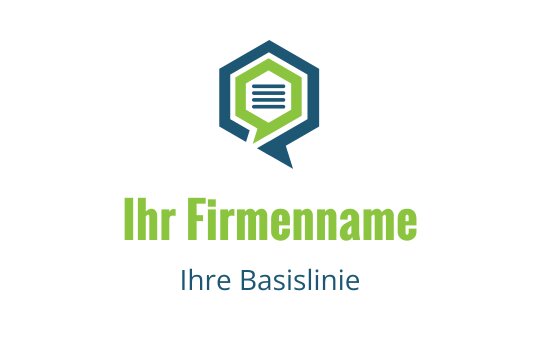 Modernes hexagonales Logo-Design mit Sprechblase und geschichteten Textelementen