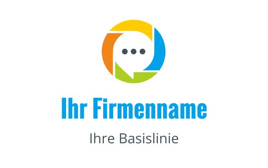 Buntes kreisförmiges Logo-Design mit überlappenden Sprechblasen und moderner Typografie