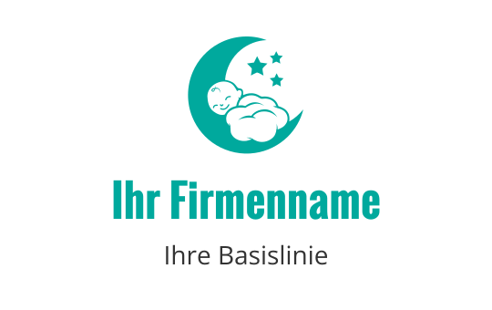 Verspieltes Baby im Logo-Design eines Halbmonds mit Sternen
