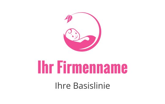 Verspielt pinkes Logo-Design mit einem Baby in einer Halbmondform