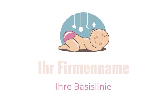 Niedliches schlafendes Baby-Logo-Design mit blauem kreisförmigem Hintergrund