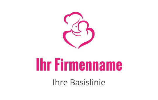 Herzförmiges Logo-Design mit einer Mutter und ihrem Kind in Pink