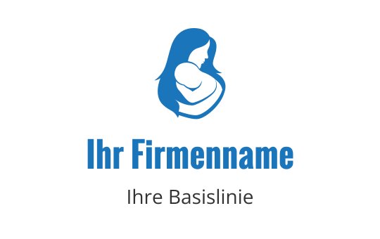 Elegantes Logo-Design mit einer Silhouette von Mutter und Kind in Blau