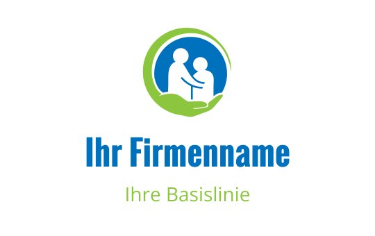 Modernes Logo-Design mit zwei Figuren in einem kreisförmigen grünen und blauen Rahmen