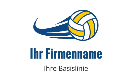 Dynamisches Volleyball-Logo-Design mit blauen und gelben Akzenten