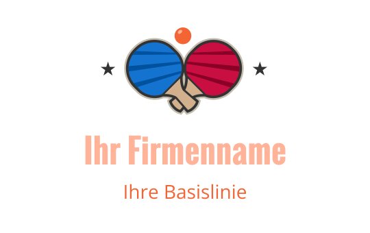 Buntes Logo-Design mit gekreuzten Tischtennisschlägern und einem Ball