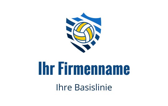 Modernes Wappenlogo-Design mit einem Volleyball und blauen Streifen