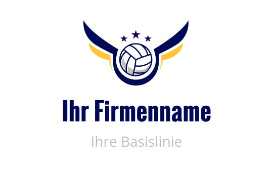 Dynamisches Logo-Design mit einem Volleyball, Flügeln und Sternen