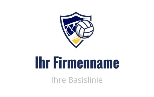 Schild-Logo-Design mit einem Volleyball und blauen Akzenten