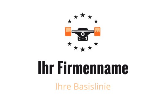 Fettes Logo-Design mit einer Kamera, orangefarbenen Akzenten und Sternen
