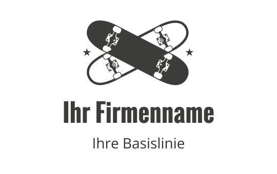 Fettes Skateboard-Logo-Design mit gekreuzten Brettern und Sternen