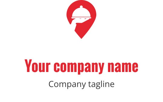 Fettes rotes Logo-Design mit einem stilisierten Lieferwagen