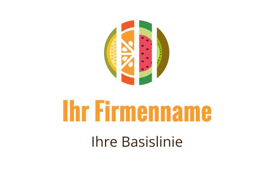 Buntes Logo-Design mit geschnittenen Früchten in kreisförmiger Anordnung