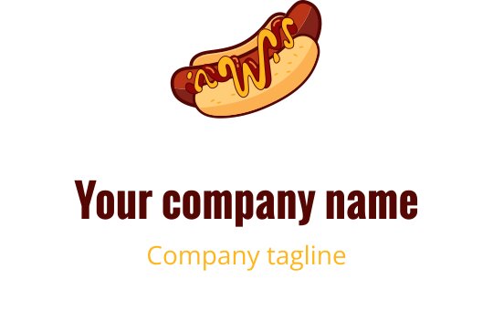 Verspieltes Hot-Dog-Logo-Design mit Senf und Brötchen