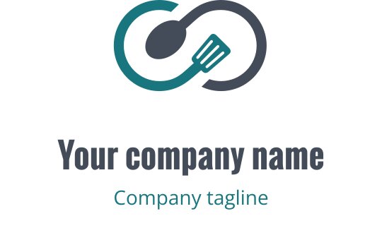 Modernes Logo-Design in Türkis und Grün mit stilisiertem Küchenutensil