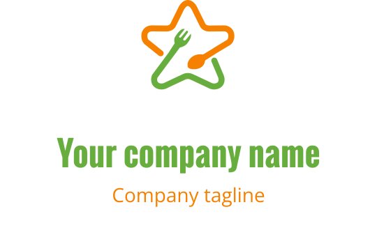 Modernes Logo-Design mit einem stilisierten Küchenutensil in Orange und Limette