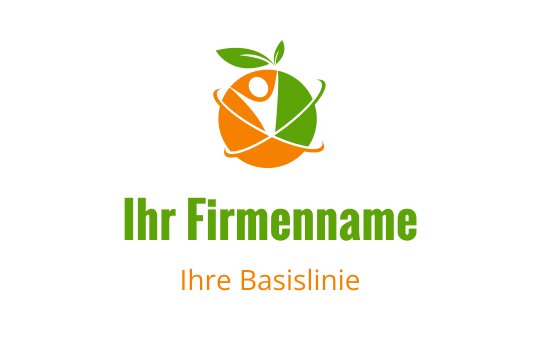 Lebhaftes Logo-Design mit grünen Blattelementen und orangefarbenem Kreis
