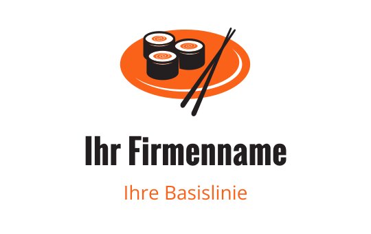Modernes Sushi-Logo-Design mit einem Teller und Essstäbchen