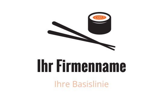 Logo-Design einer Sushi-Rolle mit Essstäbchen und spiralförmigem Muster