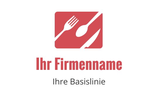 Modernes Logo-Design mit einer Gabel, einem Löffel und einem Messer in Rot und Schwarz