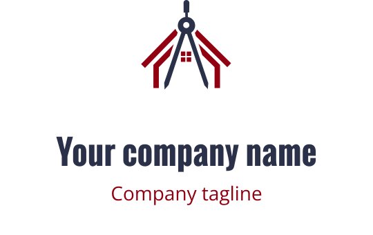 Professionelles Logo-Design mit einem Kompass und Dach in Rot und Marineblau