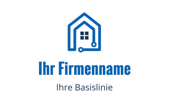 Modernes blaues Hauslogo-Design mit einem Fenster und verbundenen Linien