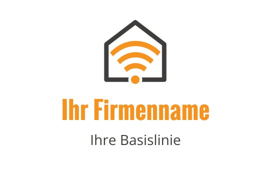 Modernes Logo-Design mit einer Hausumriss und orangefarbenen WLAN-Signalen