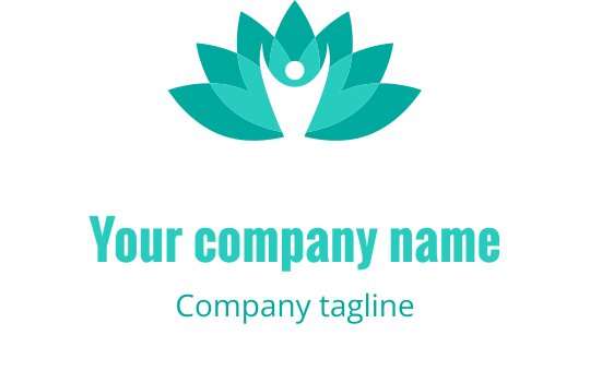 Elegantes Logo-Design einer tealfarbenen Lotusblume mit abgerundeten Blütenblättern