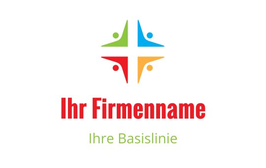 Buntes Logo-Design mit einem Stern und vier menschlichen Figuren