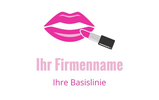 Logo-Design mit kräftigen pinken Lippen und einem Lippenstift
