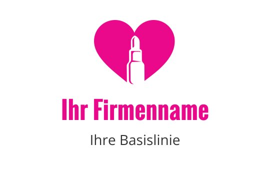 Fettes pinkes Herzlogo-Design mit einer Lippenstift-Silhouette