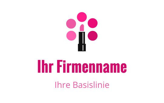 Stilvolles Logo-Design mit Lippenstift und bunten kreisförmigen Elementen