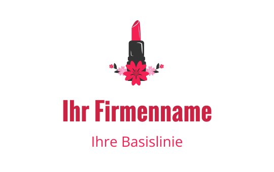 Fettes Lippenstift-Logo-Design mit rosa Blumen und eleganter Typografie