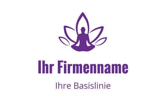 Beruhigendes lila Lotus-Logo-Design mit einer meditierenden Figur