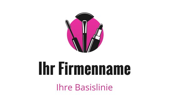 Fettes Logo-Design mit Make-up-Werkzeugen in einem pinken Kreis