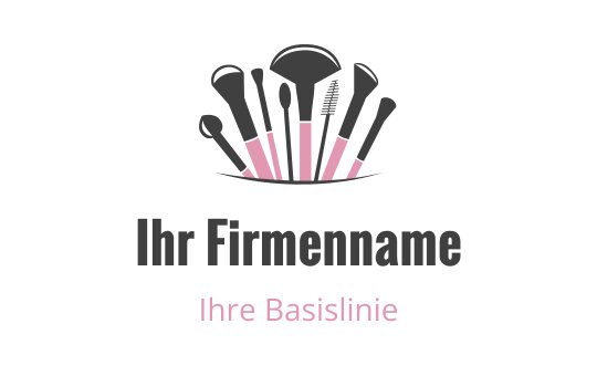 Stylisches Logo-Design mit Make-up-Pinseln in Rosa- und Grautönen