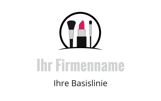 Stilvolles Logo-Design mit Make-up-Pinseln und Lippenstift in lebhaften Farben