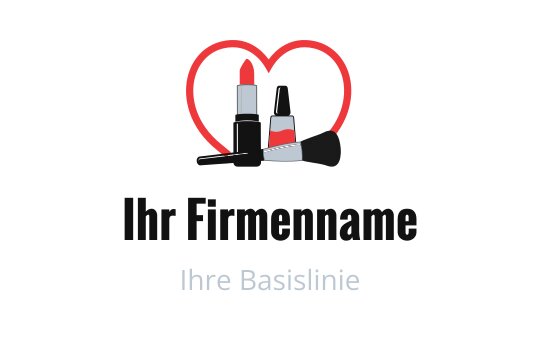 Verspieltes Logo-Design mit Lippenstift und Nagellack in Herzform