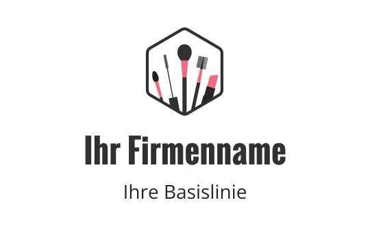 Stilvolles hexagonales Logo-Design mit Make-up-Pinseln in Schwarz und Pink