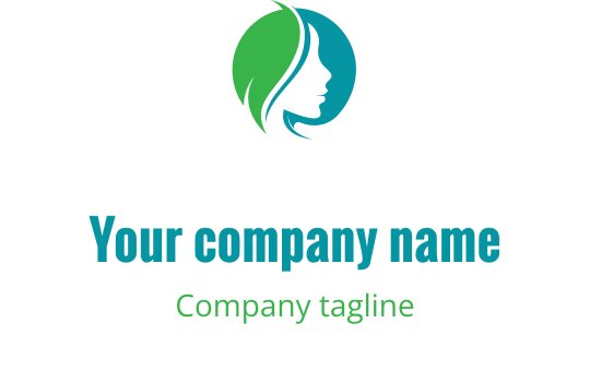 Modernes Logo-Design mit einer Profil-Silhouette und grünen sowie blauen Elementen