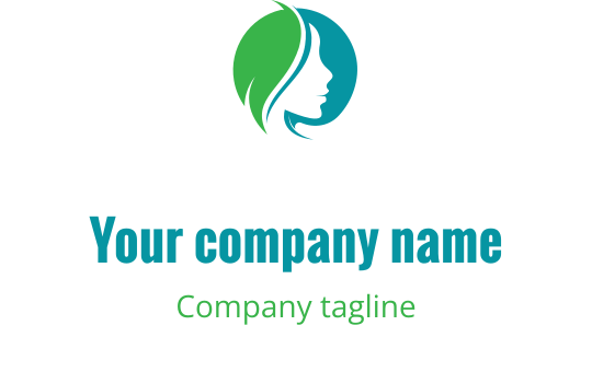 Modernes Logo-Design mit einer Profil-Silhouette und grünen sowie blauen Elementen