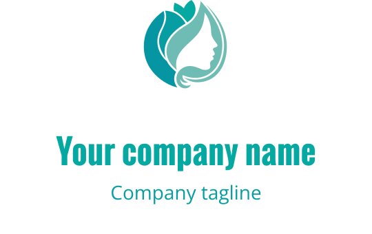 Elegantes Logo-Design mit einer Profil-Silhouette, fließendem Haar und Blättern